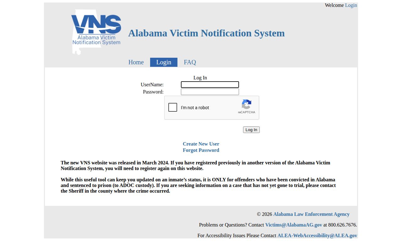 Alabama victim notification login distinguished from Perry County warrant records